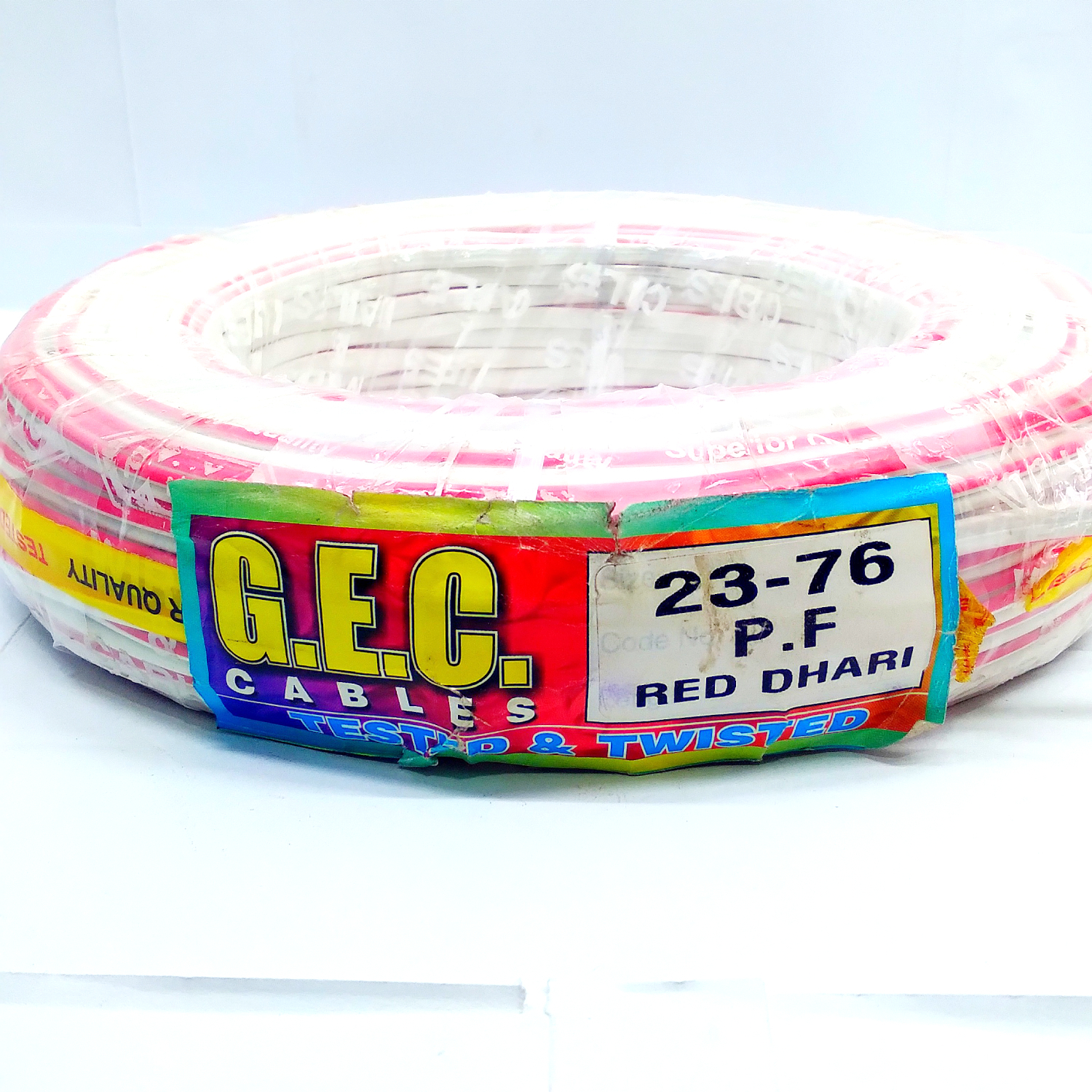 White 23/76 Parallel Flat Copper Wire 67 Mtr (Red Dhari)