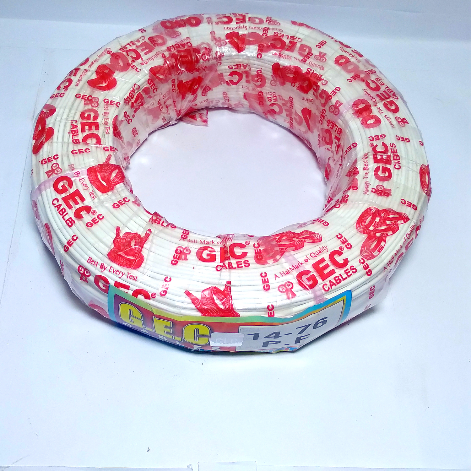14/76 Gec Parallel Flat Wire 82 Mtr (White) - Color: White