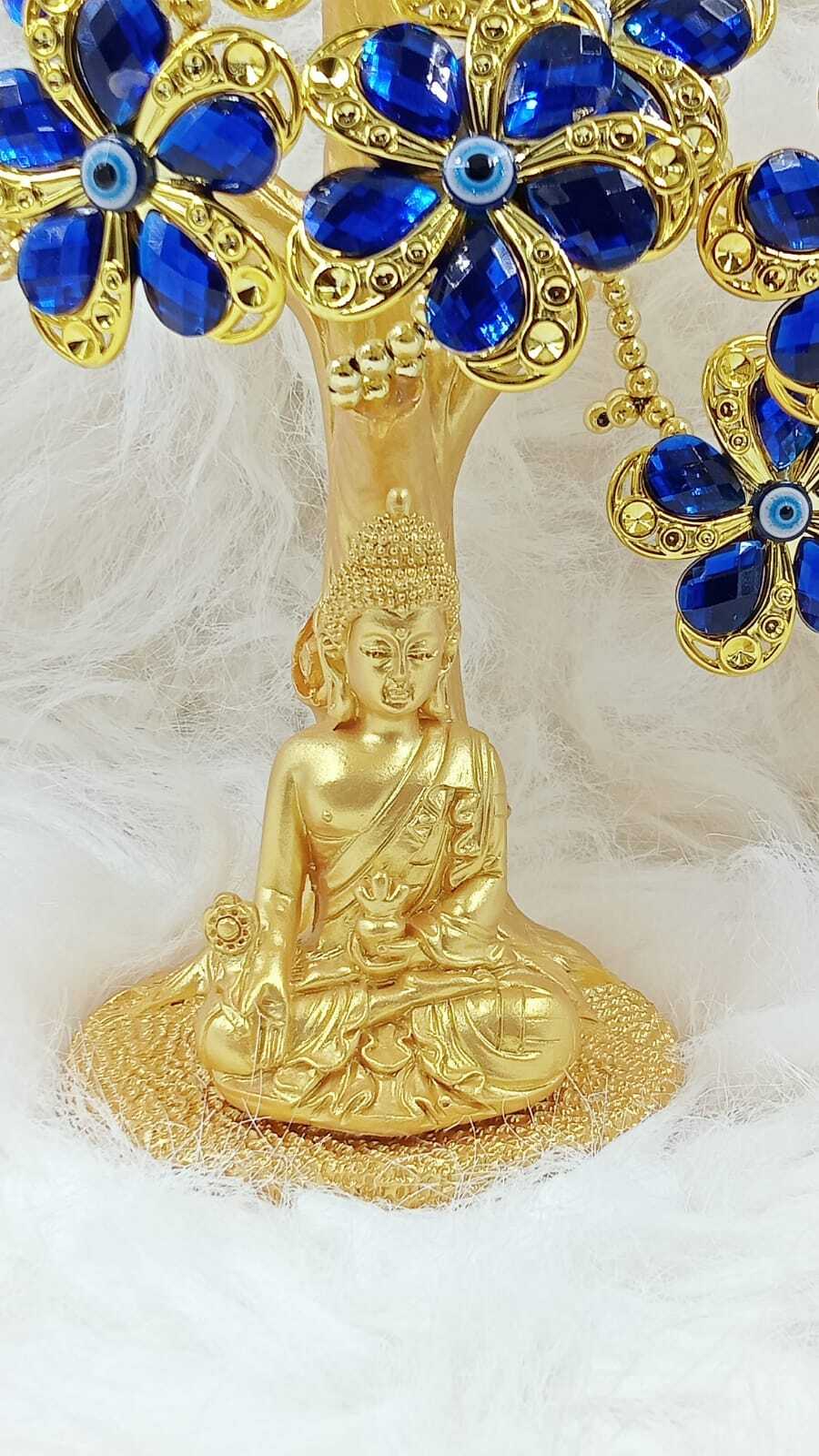 Evil Eye Tree With Lord Budha Statue - Color: Golden And Blue
