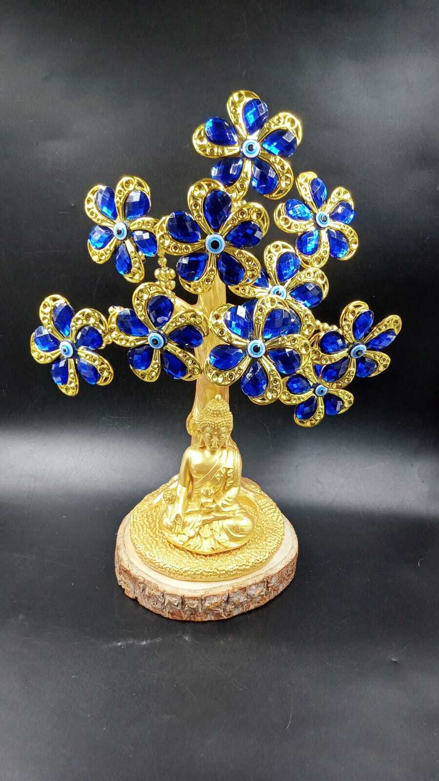 Evil Eye Tree With Lord Budha Statue - Color: Golden And Blue