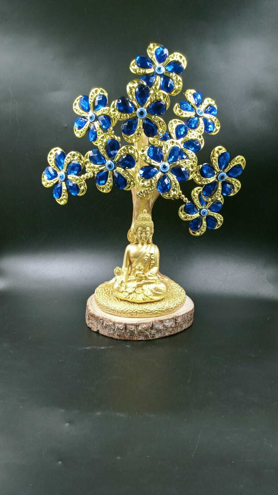 Evil Eye Tree With Lord Budha Statue - Color: Golden And Blue