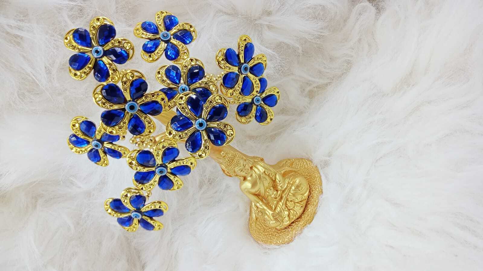 Evil Eye Tree With Lord Budha Statue - Color: Golden And Blue