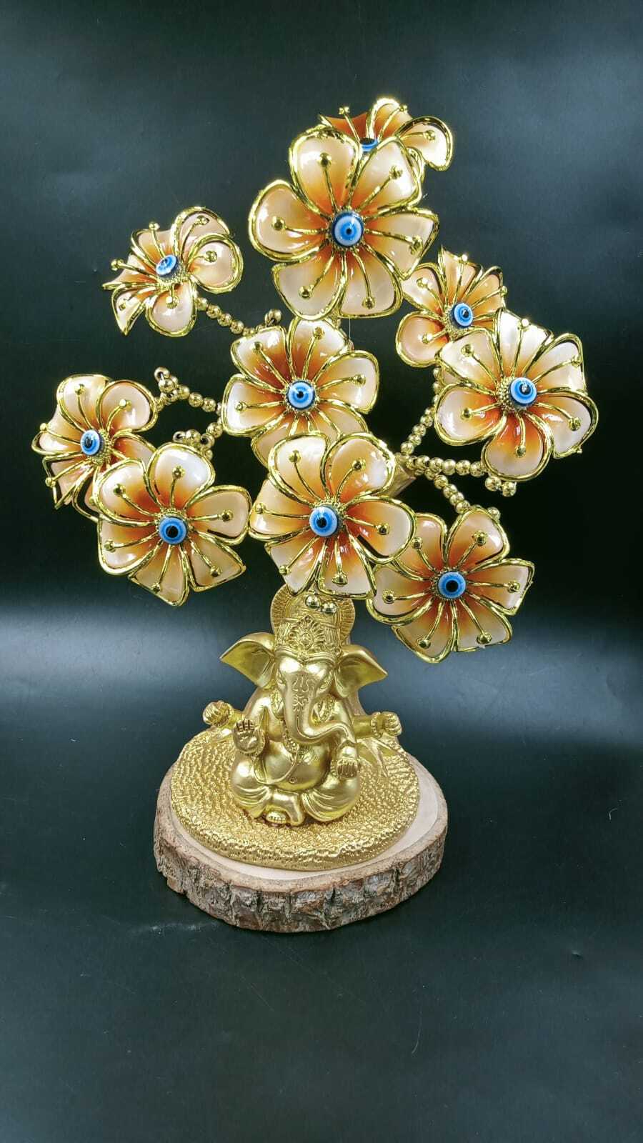 Evil Eye Tree With Lord Ganesha - Color: Golden And Blue