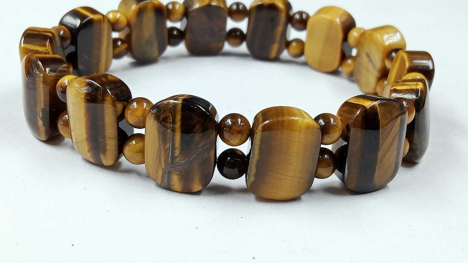 Tiger Eye Gemstone Bracelet - Natural Stone , Focus Enhancing, Stamina Boosting, Good Luck Charm, Protective Energy