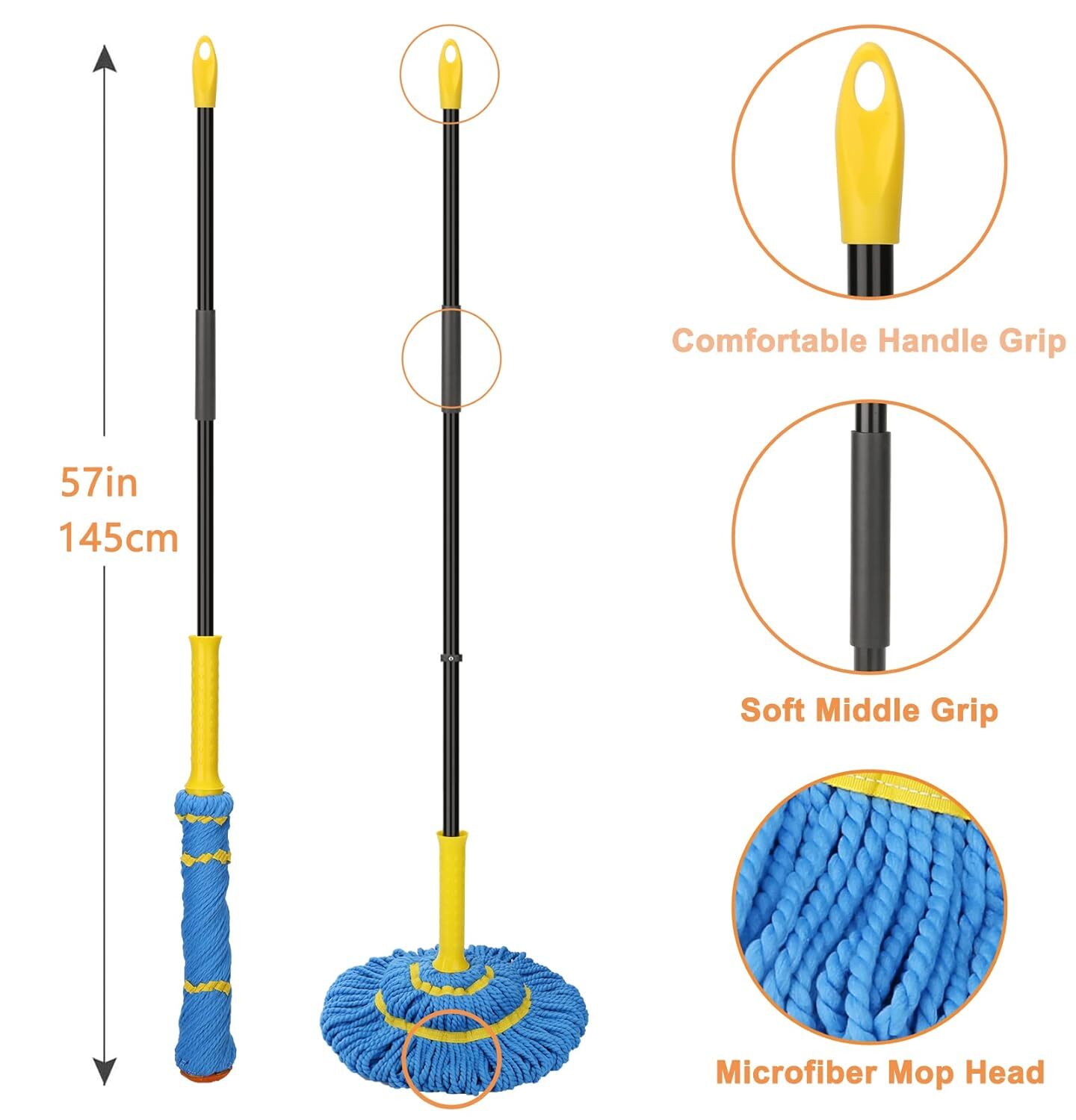 Self-wringing Twist Dust Mops For Floor Cleaning