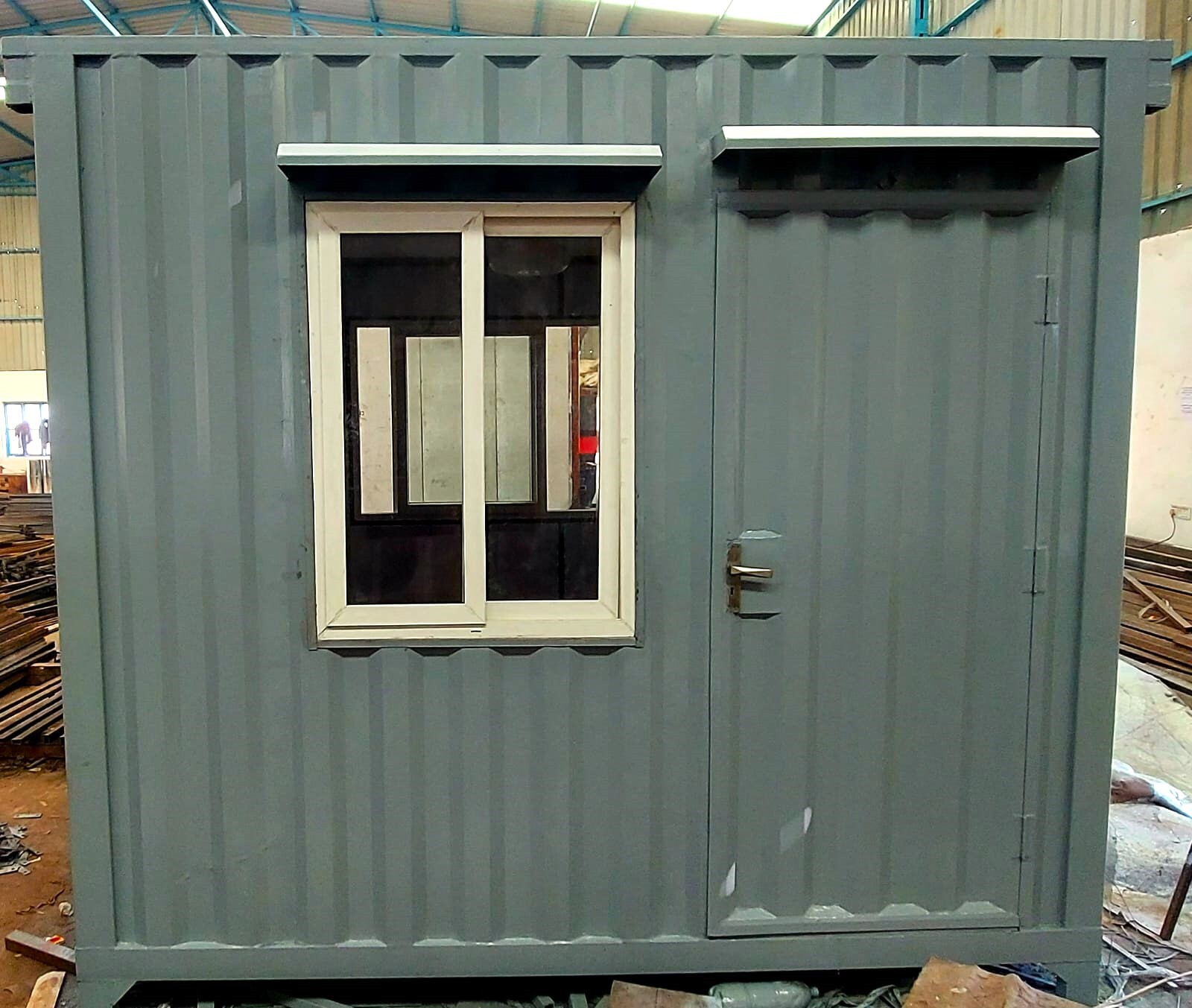 Portable Container Office - Color: White With Blue Trim