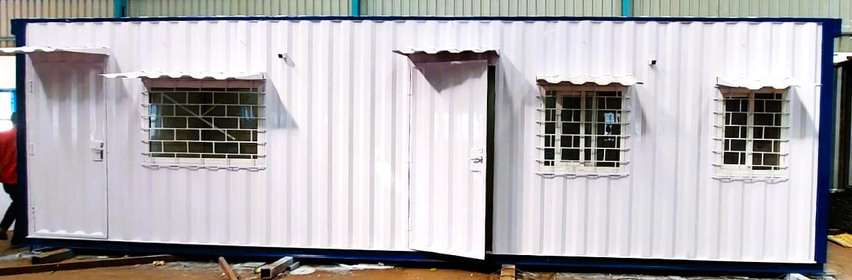 Portable Container Office - Color: White With Blue Trim