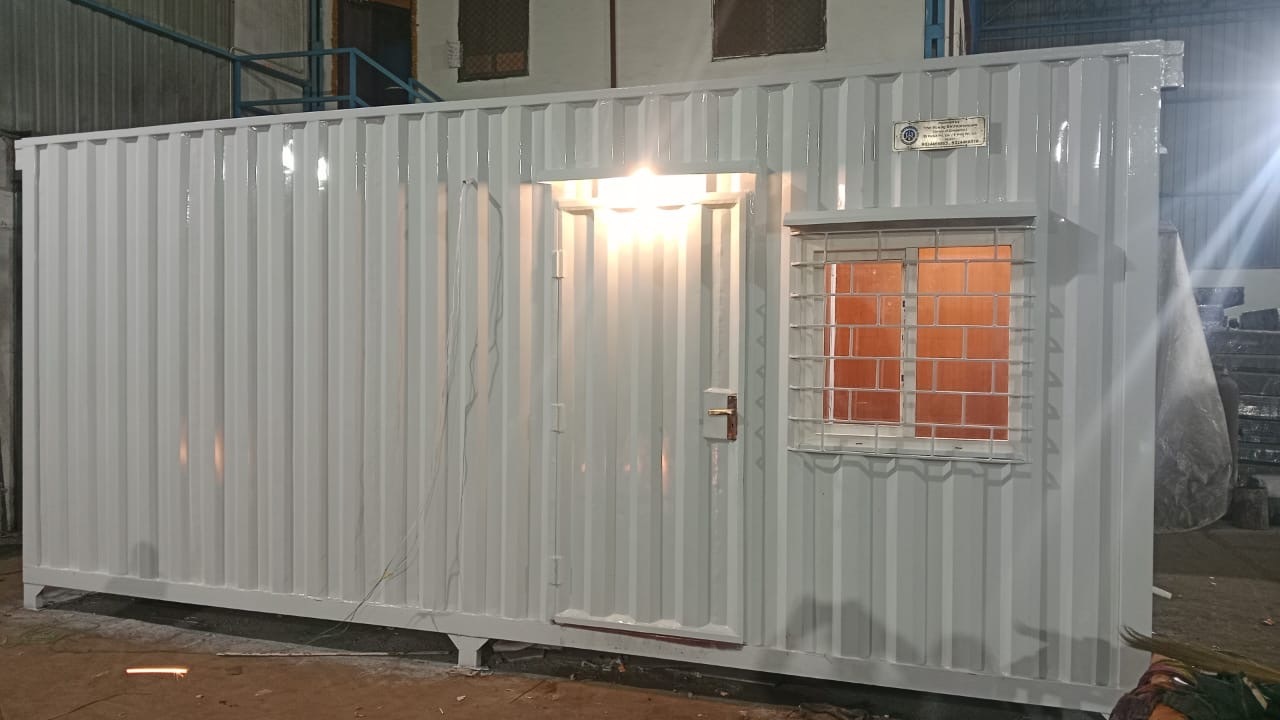 Portable Container Office - Color: White With Blue Trim