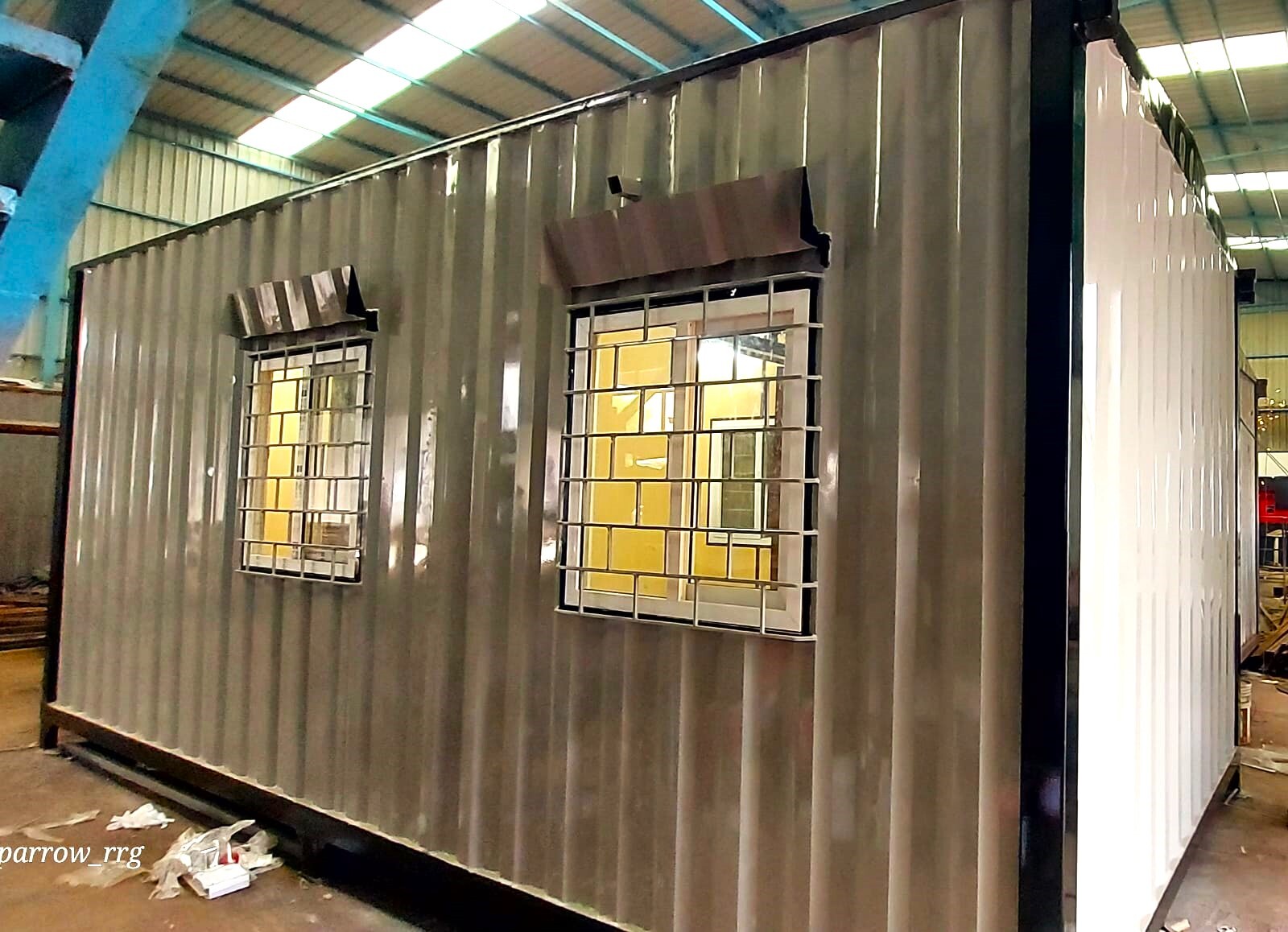 Portable Container Office - Color: White With Blue Trim