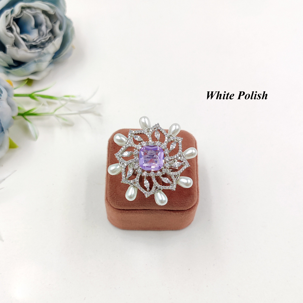 Designer American Diamond Ring - Imitation Jewelry Set, Elegant Accessory For Weddings, Engagements & Special Occasions, Available In Multiple Sizes
