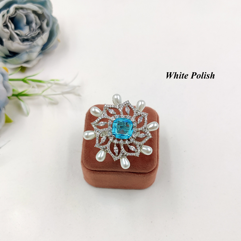 Designer American Diamond Ring - Imitation Jewelry Set, Elegant Accessory For Weddings, Engagements & Special Occasions, Available In Multiple Sizes