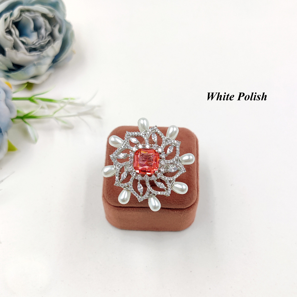 Designer American Diamond Ring - Imitation Jewelry Set, Elegant Accessory For Weddings, Engagements & Special Occasions, Available In Multiple Sizes