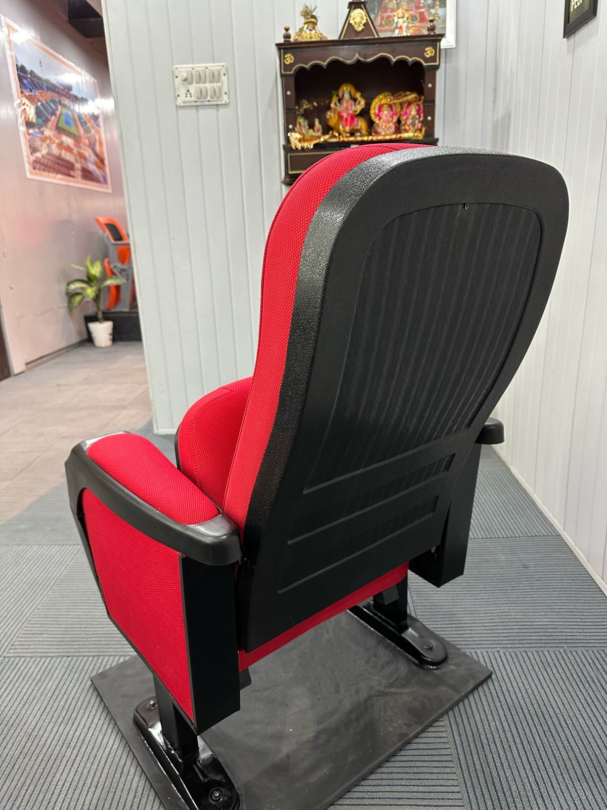 Luxury Cinema Chairs - Fabric & Metal, 29x22 Inch Dimensions | Push Back Seat Auto Tip-up, Common Cushioning On Armrest