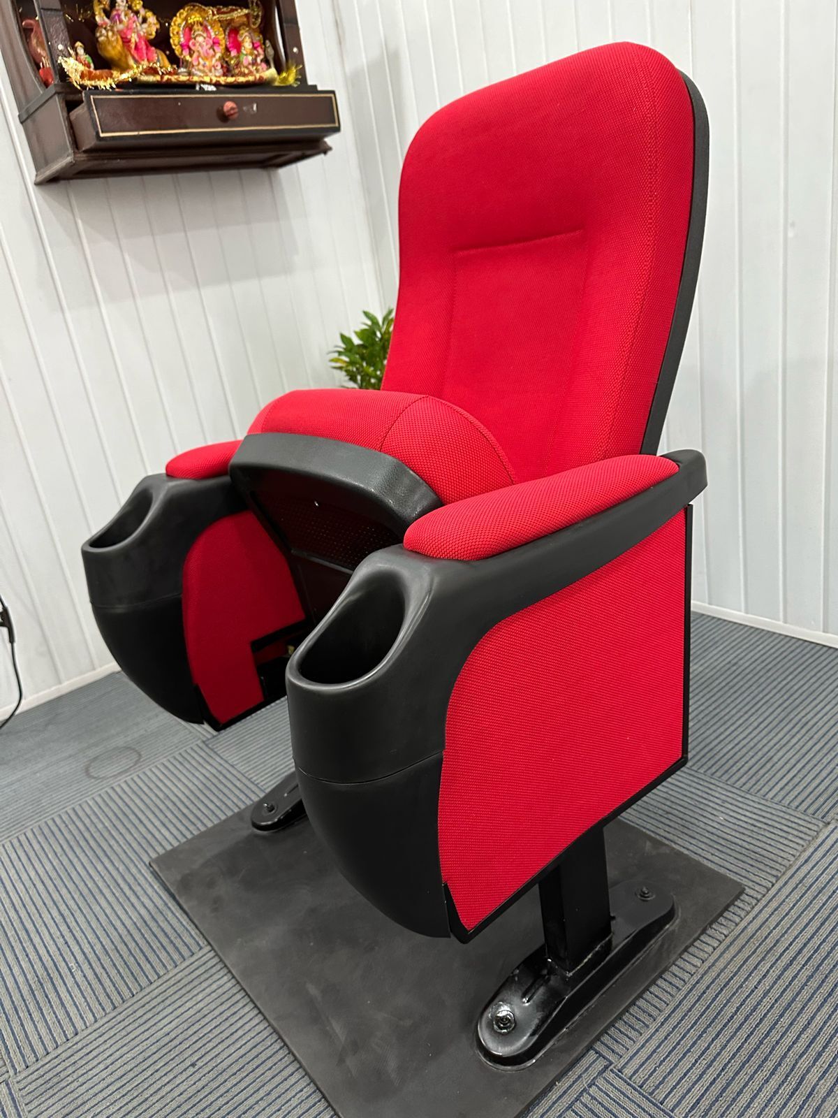 Luxury Cinema Chairs - Fabric & Metal, 29x22 Inch Dimensions | Push Back Seat Auto Tip-up, Common Cushioning On Armrest