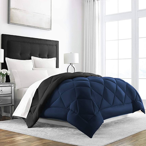 100% Cotton Black And Blue Color Reversible Comforter