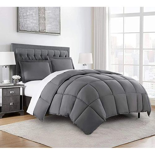 100% Cotton Pure Grey Color Reversible Comforter