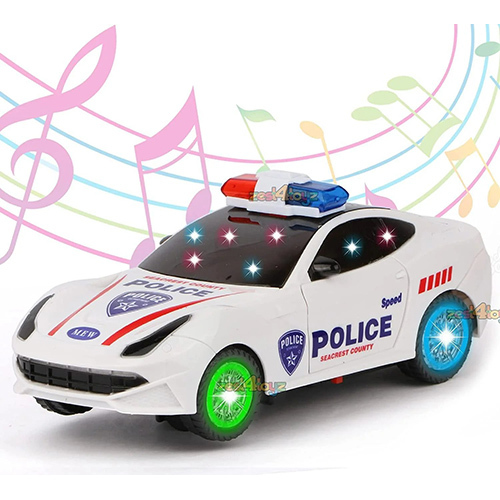 Multicolor Dancing Toy Car 360 Degree Rotating Police Car With 3D Flashing Light Sound