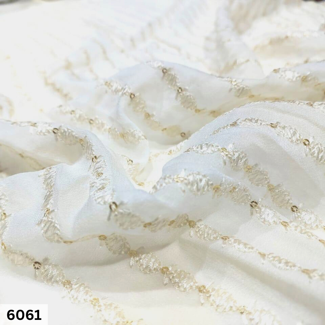 Dyeable Embroidered Georgette Fabrics - 44 Inch Width, Multicolor Blend With Machined Embroidery For Versatile Garment Designs