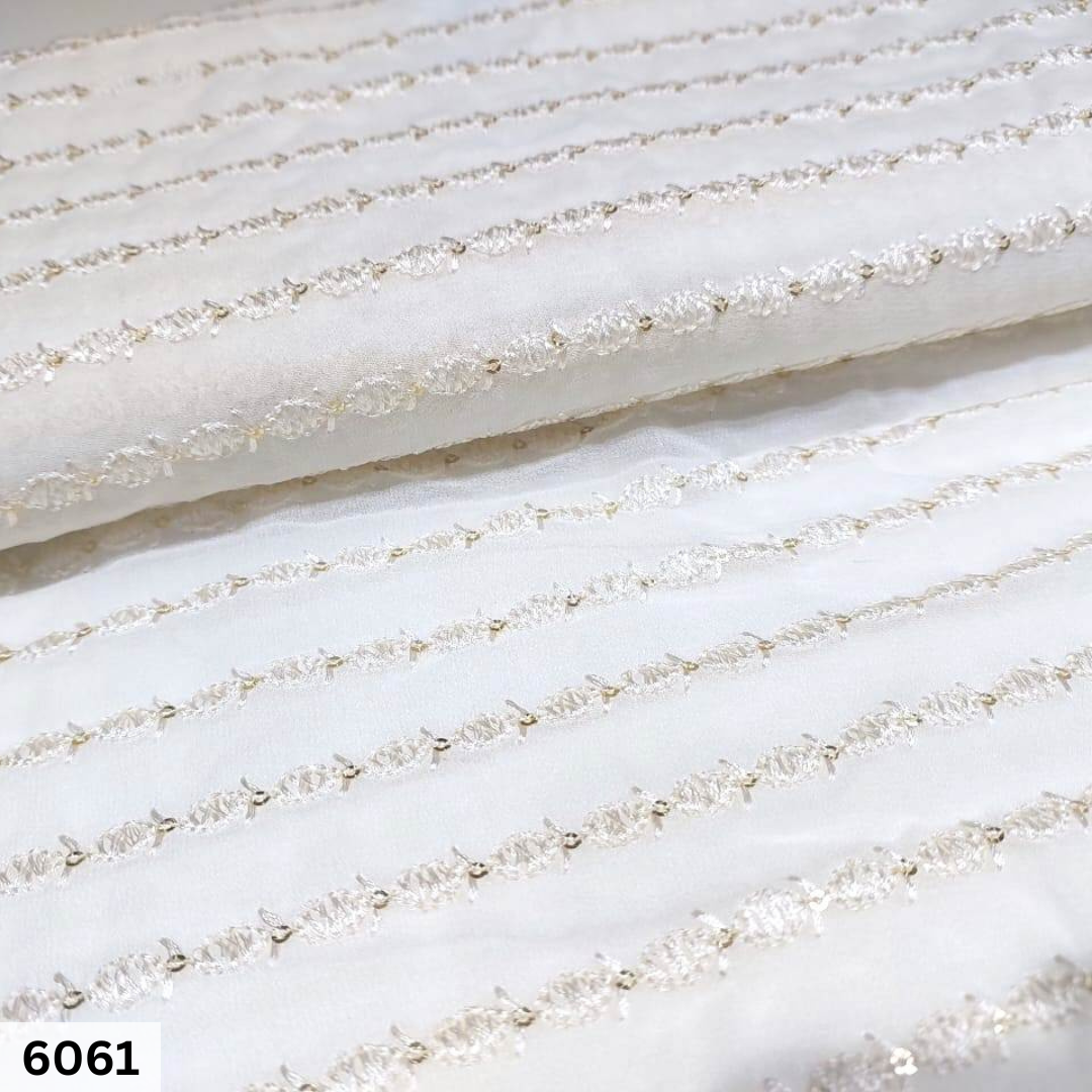 Dyeable Embroidered Georgette Fabrics - 44 Inch Width, Multicolor Blend With Machined Embroidery For Versatile Garment Designs