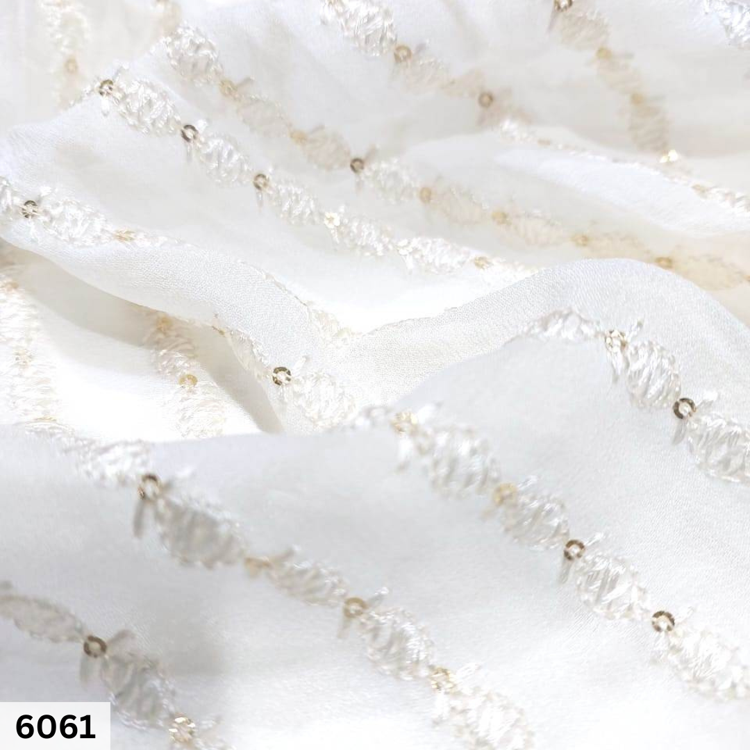 Dyeable Embroidered Georgette Fabrics - 44 Inch Width, Multicolor Blend With Machined Embroidery For Versatile Garment Designs