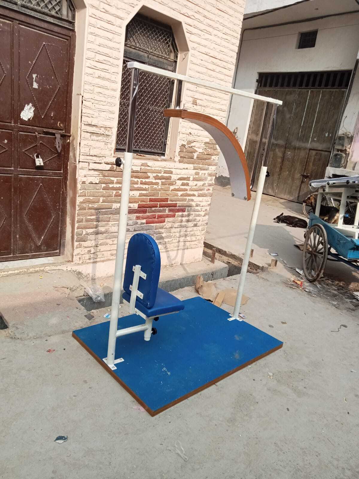 Exercise Equipment Sanding Unit - Chrome Plated Height Adjustable Stand With 6" Wooden Plank | Ideal For Shoulder Rom Enhancement And Muscle Strengthening