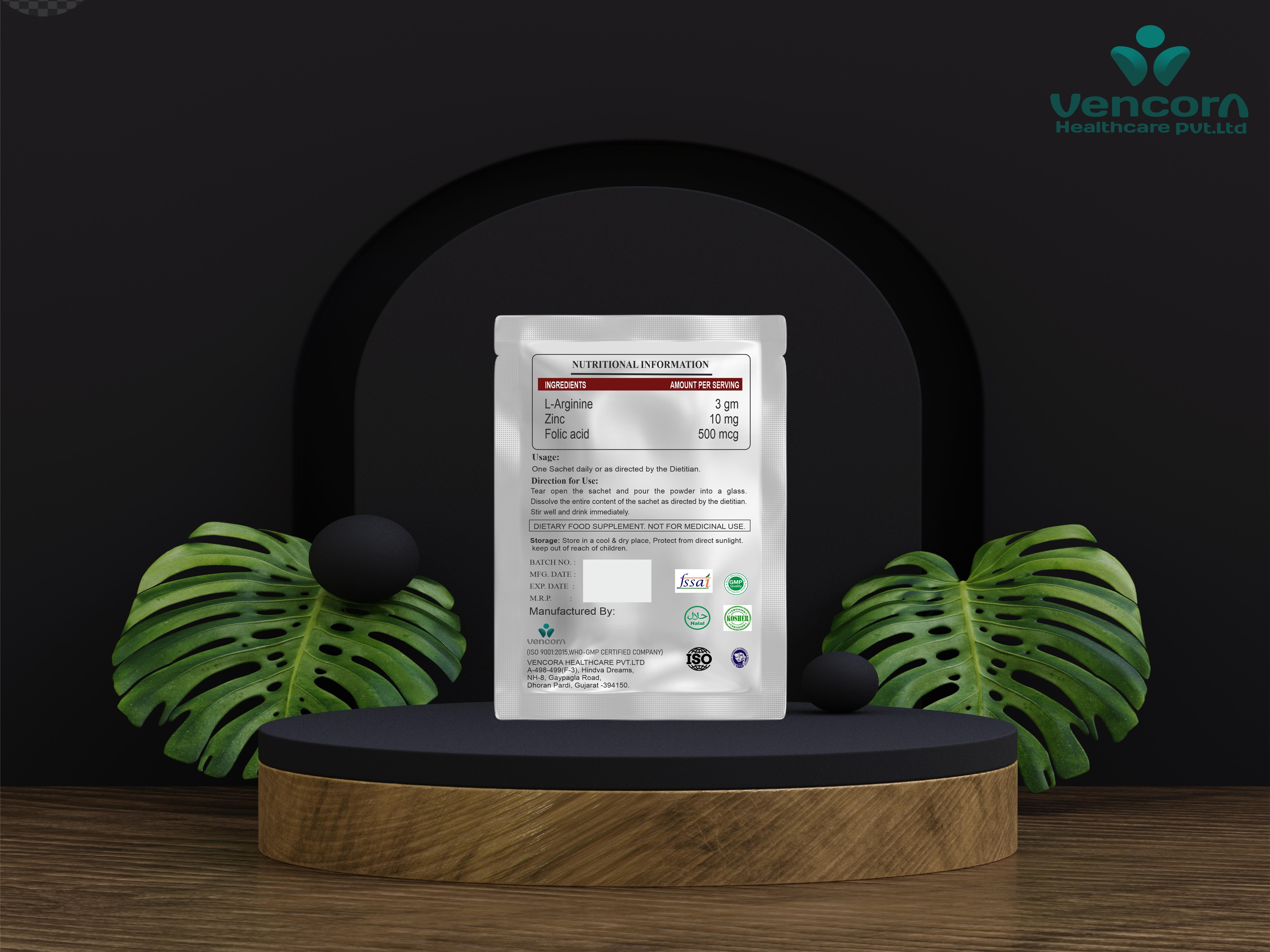 L-arginine Sachet - Powder Format, Customized Flavor | Supports Immune Health, Eases Angina And High Blood Pressure