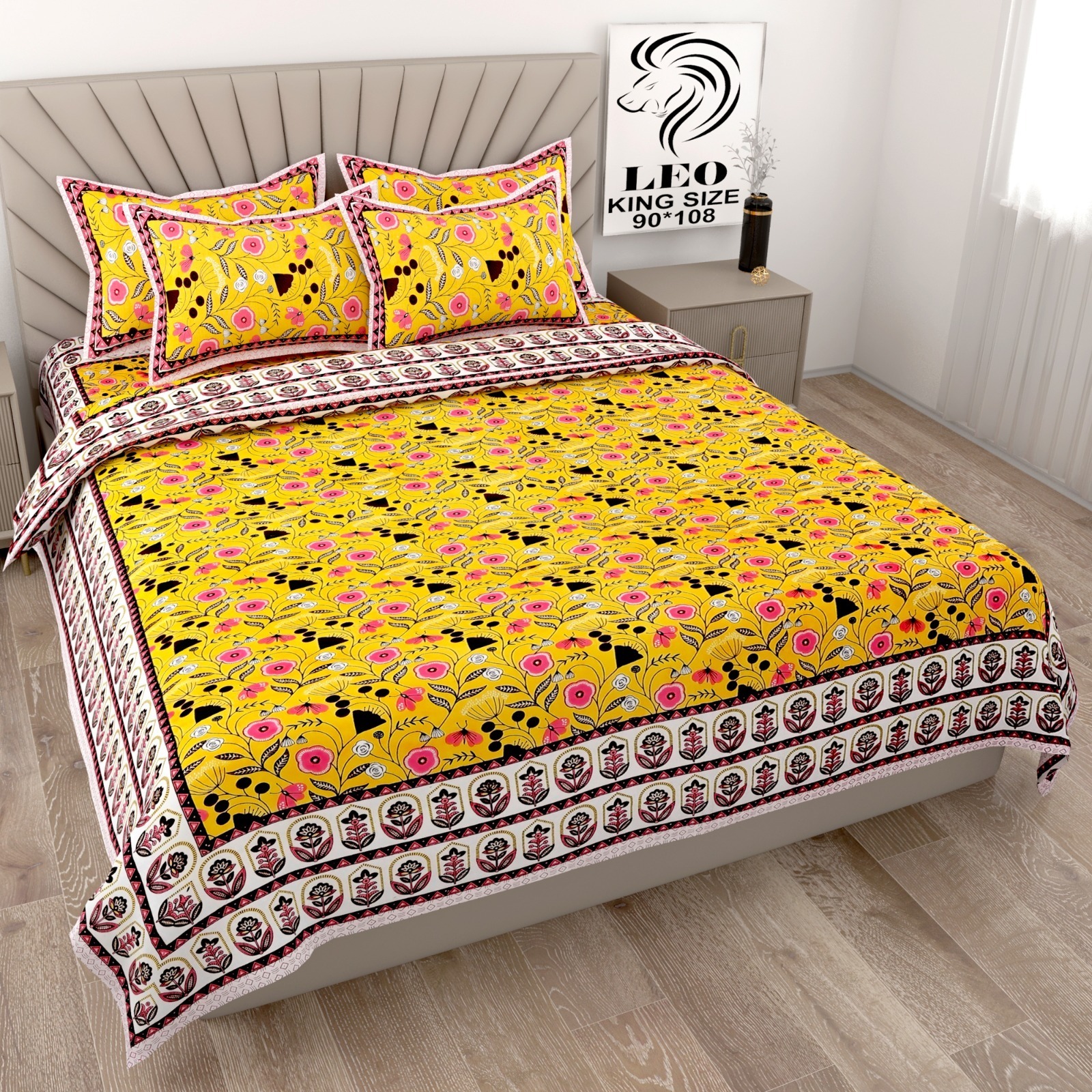 Premium Design Cotton Bedsheets - Color: Blue