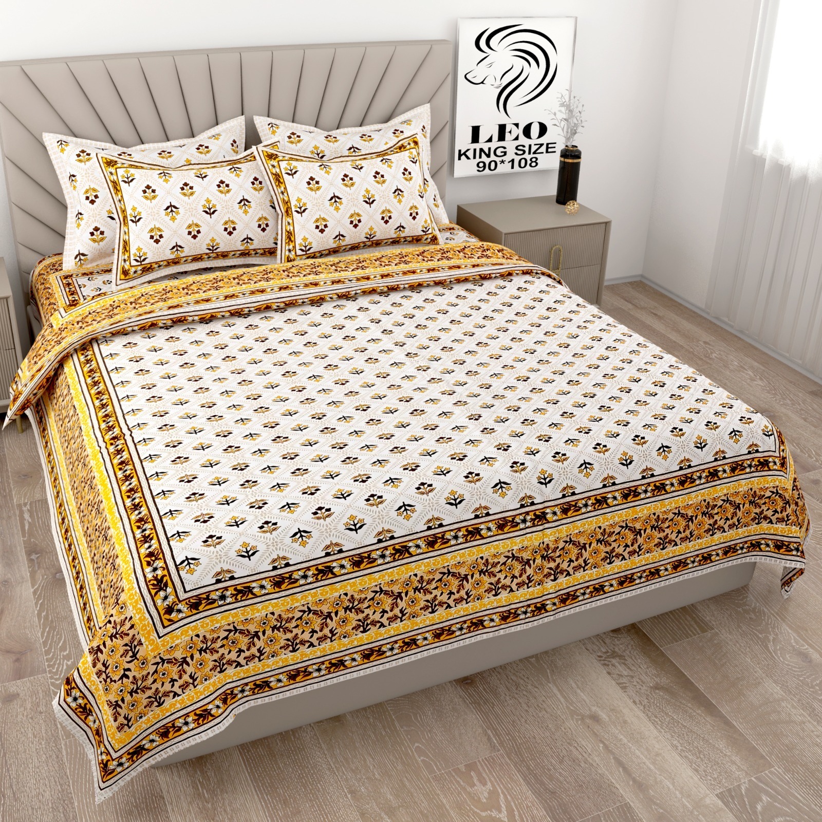 Premium Design Cotton Bedsheets - Color: Blue