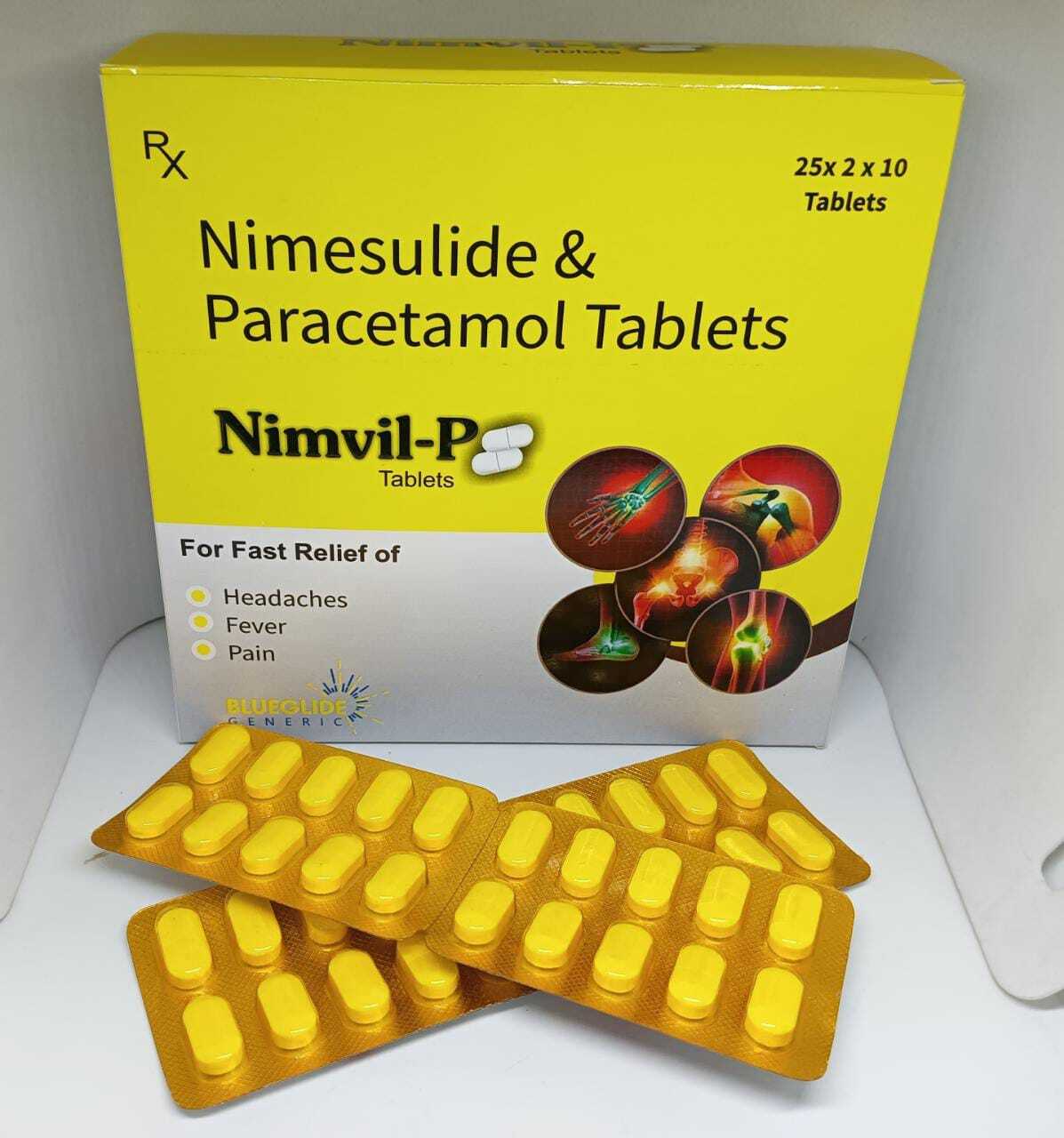 Nimesulide Paracetamol Tablets - 25x2x10 Packing | Dosage As Per Doctor's Instructions, Store In A Cool, Dry & Dark Place