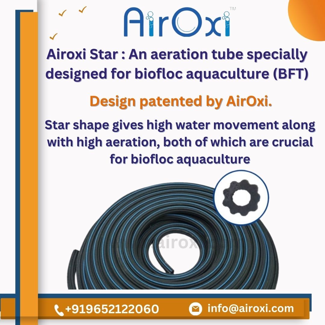 Airoxi Star Tube - 50m Length, 25.5mm Outer Diameter , Blue Line With Micro Holes For Fine Bubbles And Low Blocking Pressure Movement