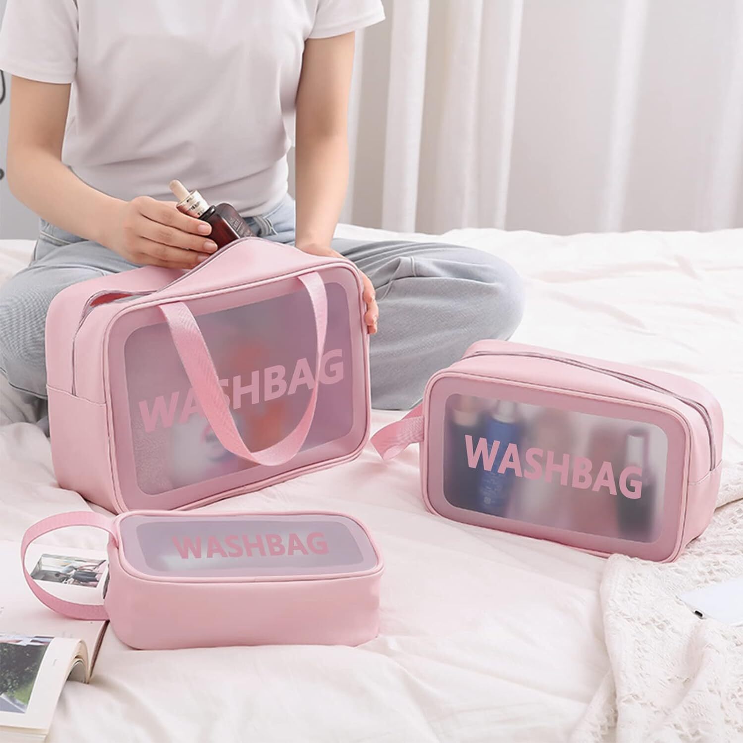 3 Pc Wash Bag (Multicolor) - Premium Polyester Mesh, Small To Large Sizes, Multicolor | Fine Mesh, Zipper Closure, Reusable, Breathable Design