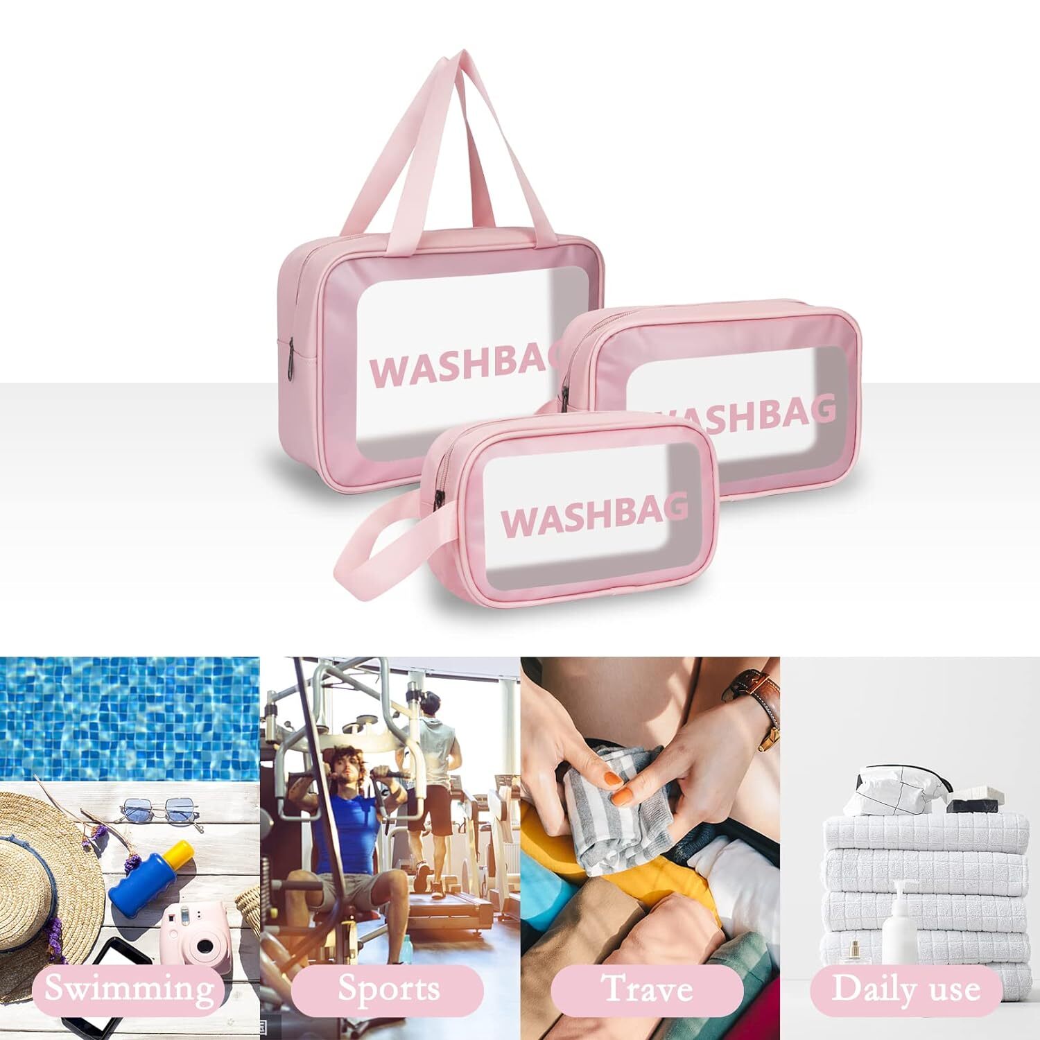 3 Pc Wash Bag (Multicolor) - Premium Polyester Mesh, Small To Large Sizes, Multicolor | Fine Mesh, Zipper Closure, Reusable, Breathable Design