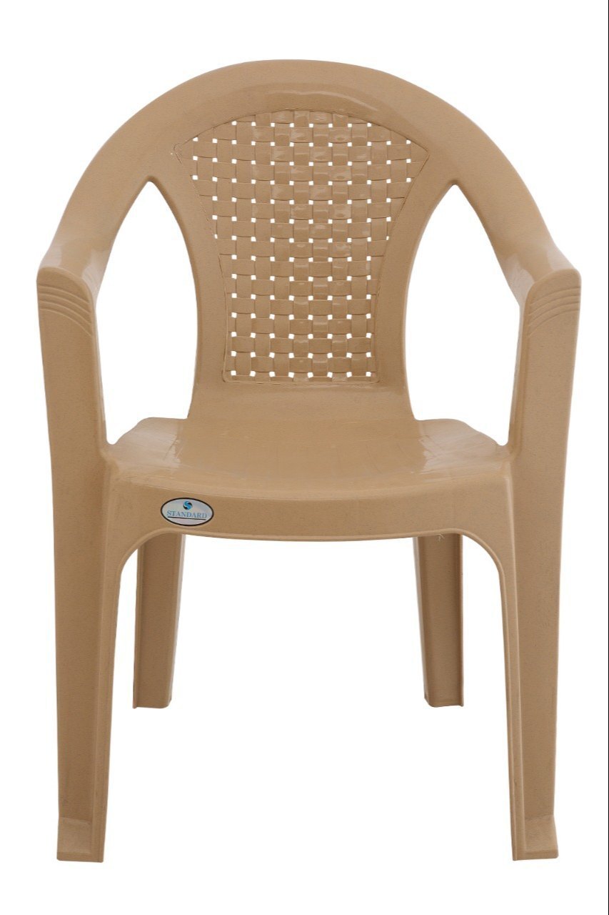 Plastic Chair - Solid Virgin Plastic, Medium Size, Brown Color | Comfortable Seating, Lightweight, Integrated Handles, 1-year Warranty, Unbreakable Design