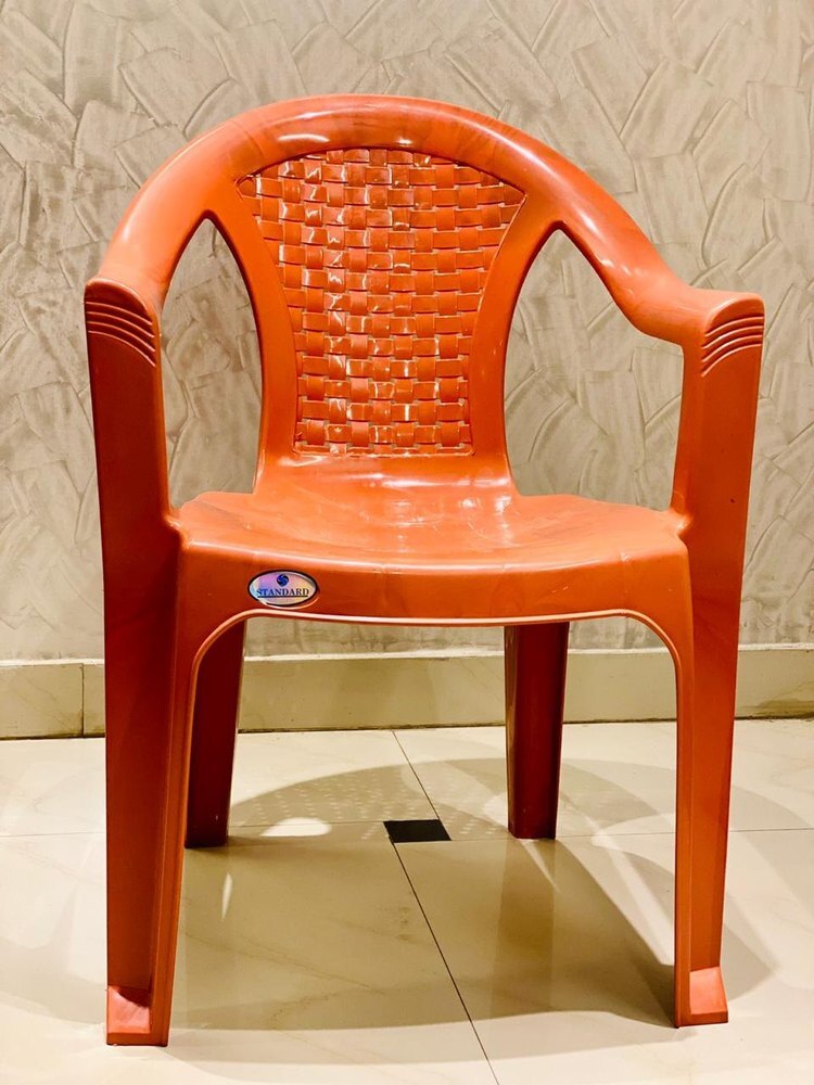 Plastic Chair - Solid Virgin Plastic, Medium Size, Brown Color | Comfortable Seating, Lightweight, Integrated Handles, 1-year Warranty, Unbreakable Design