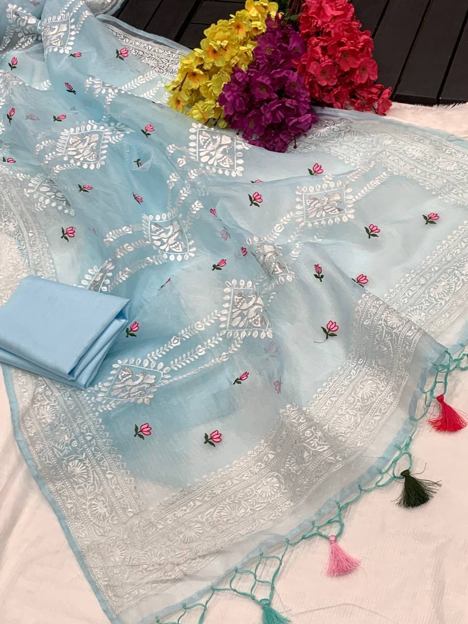 Net Saree - Color: As Per Image