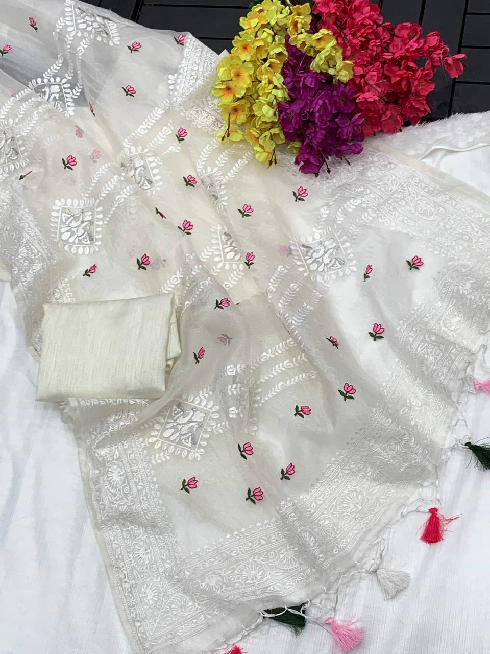 Net Saree - Color: As Per Image