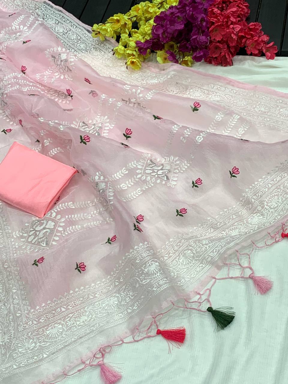 Net Saree - Color: As Per Image