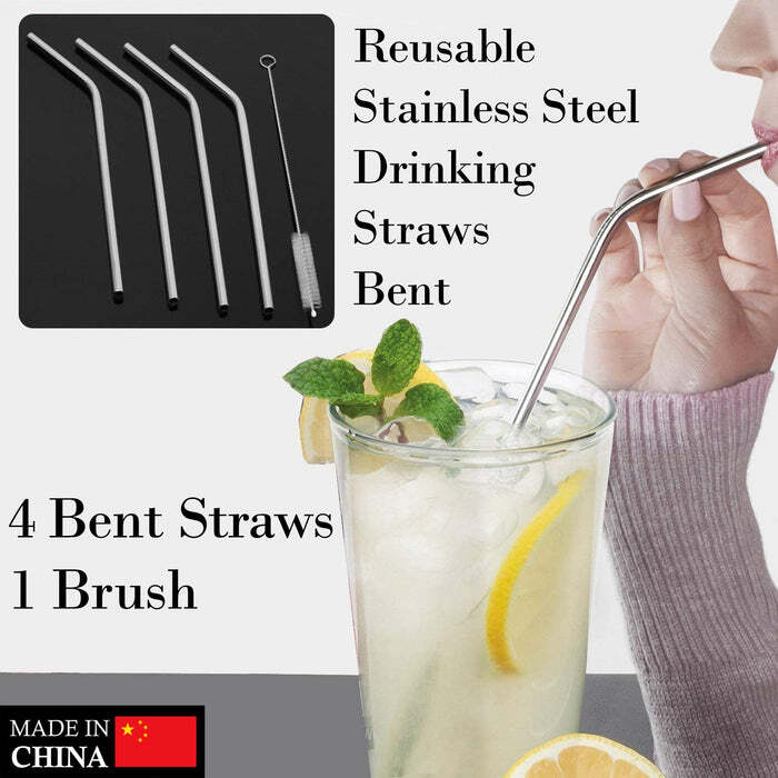 Reusable Stainless Steel Drinking Straws Bent