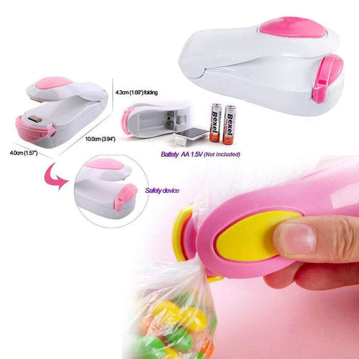 Hand Held Sealer (Mini Sealing Machine) - Abs Plastic, 10x4.5x4 Cm, Purple, Ceramic Heating Head, Battery Operated, Portable, Magnetic Attachment
