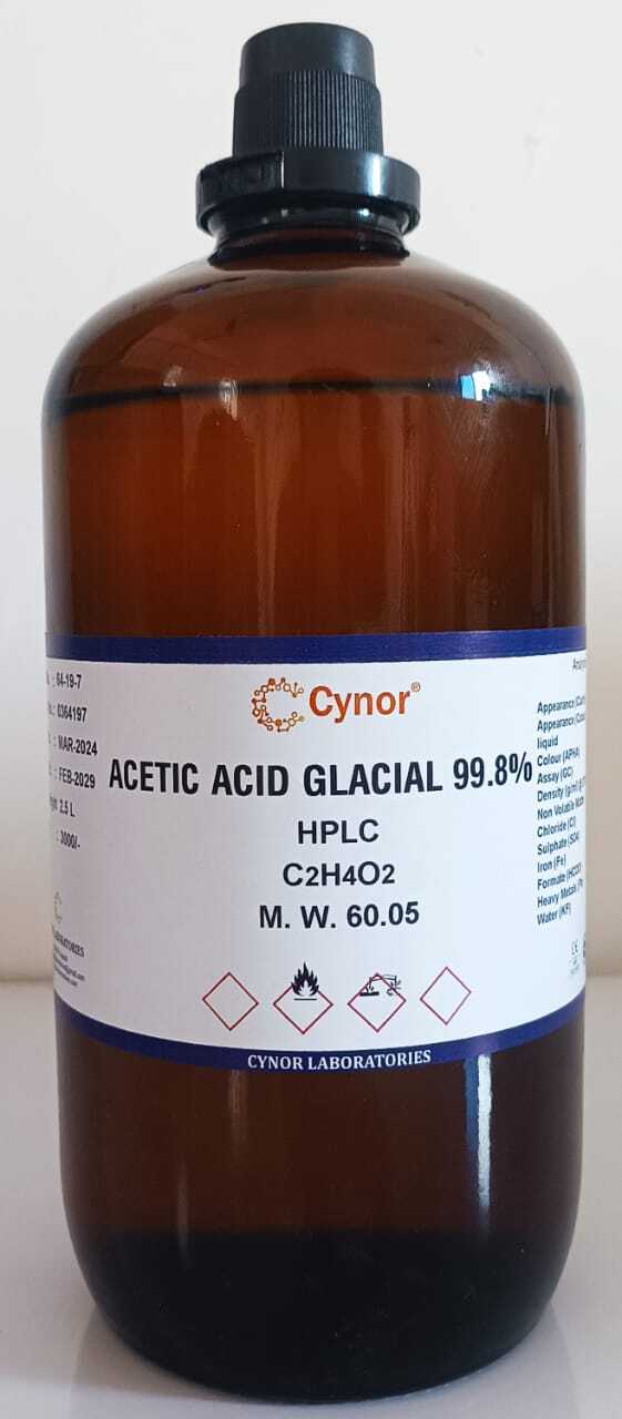 Acetic Acid Glacial 99.8% For Hplc 2.5 Ltr - High Purity, Analytical Reagent, Ideal For Laboratory Usage | Hplc Grade, Ethanoic Acid Component