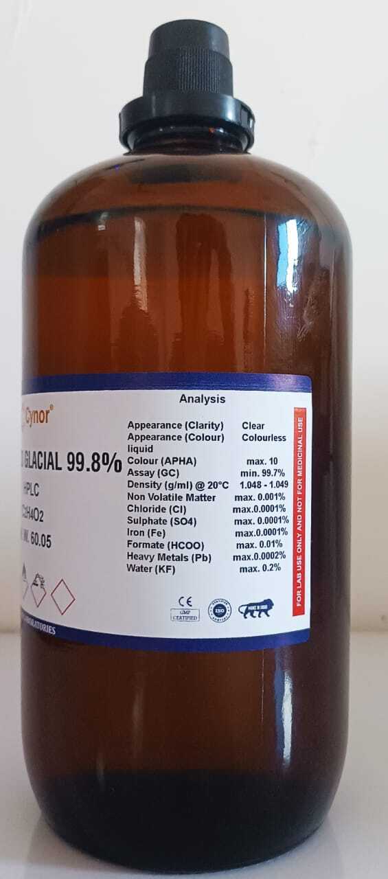 Acetic Acid Glacial 99.8% For Hplc 2.5 Ltr - High Purity, Analytical Reagent, Ideal For Laboratory Usage | Hplc Grade, Ethanoic Acid Component