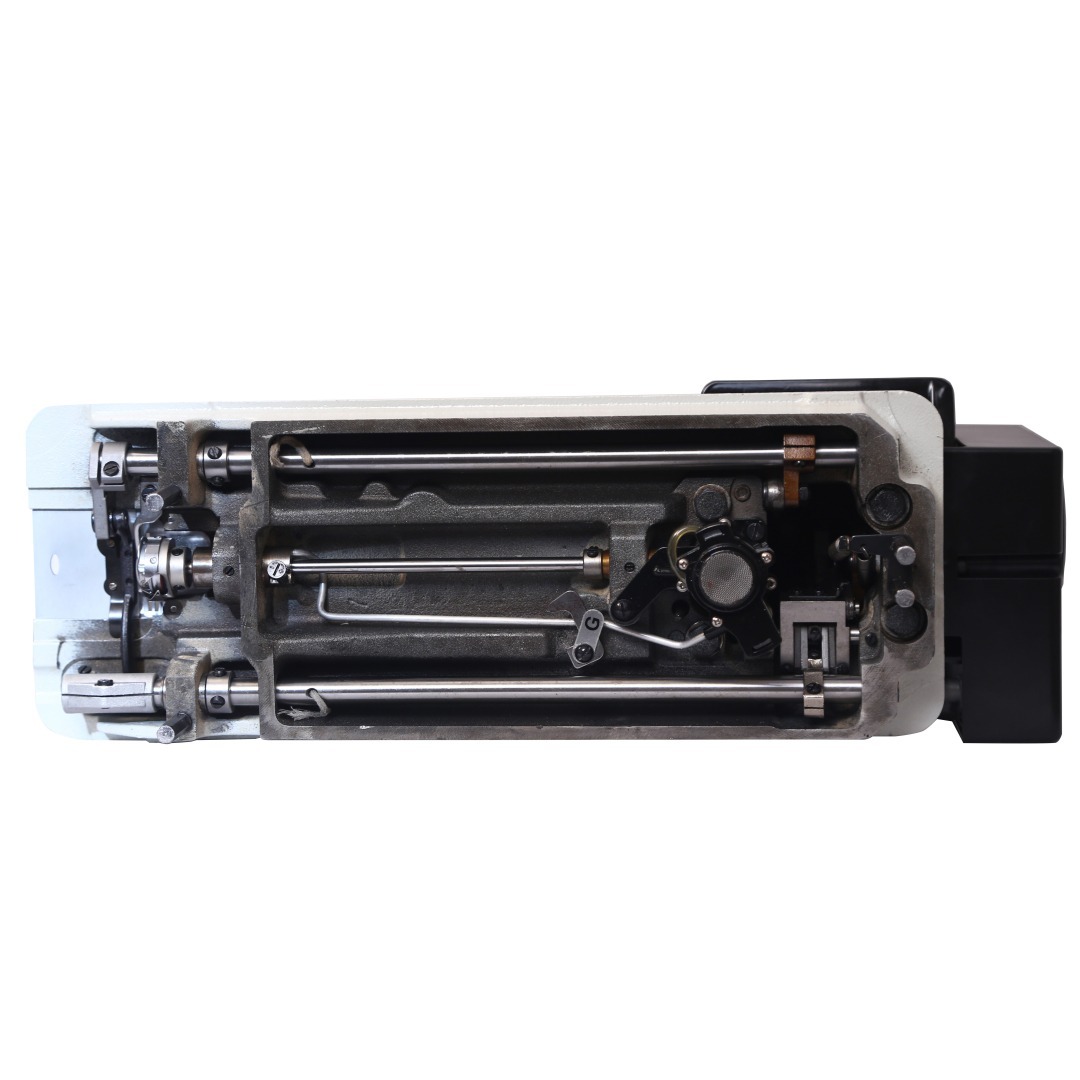 White Fs-07: High Speed Direct Drive, Needle Positioning, Soft Start Single Needle Lockstitch Sewing Machine With Front Led Control Panel.