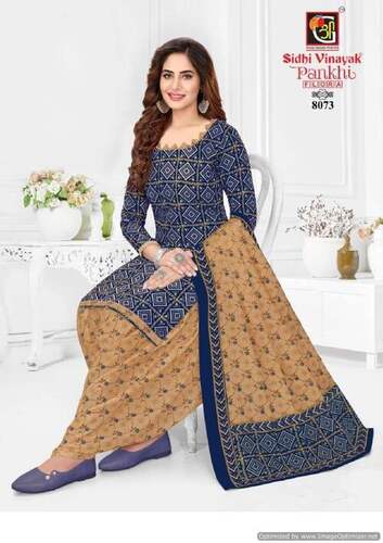 Sidhi Vinayak Pankhi Flora Vol-1 - Heavy Cotton Printed Top (2.00 Mtrs) & Bottom (2.50 Mtrs), Pure Cotton Dupatta (2.25 Mtrs)