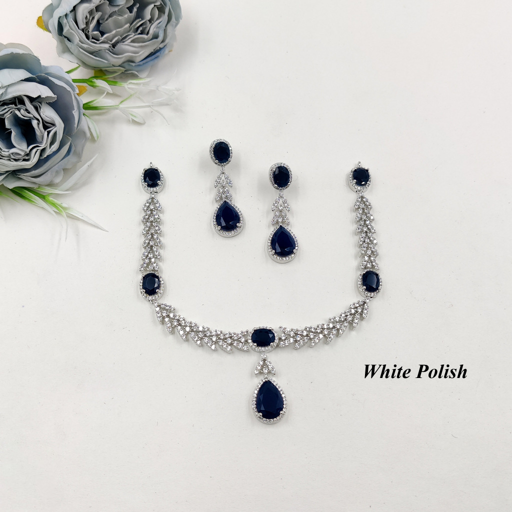 Modern Designer American Diamond Necklace Set - Crafted From High-quality American Diamonds, Adjustable Sizes Available, Elegant Necklace And Earring Set For Special Occasions