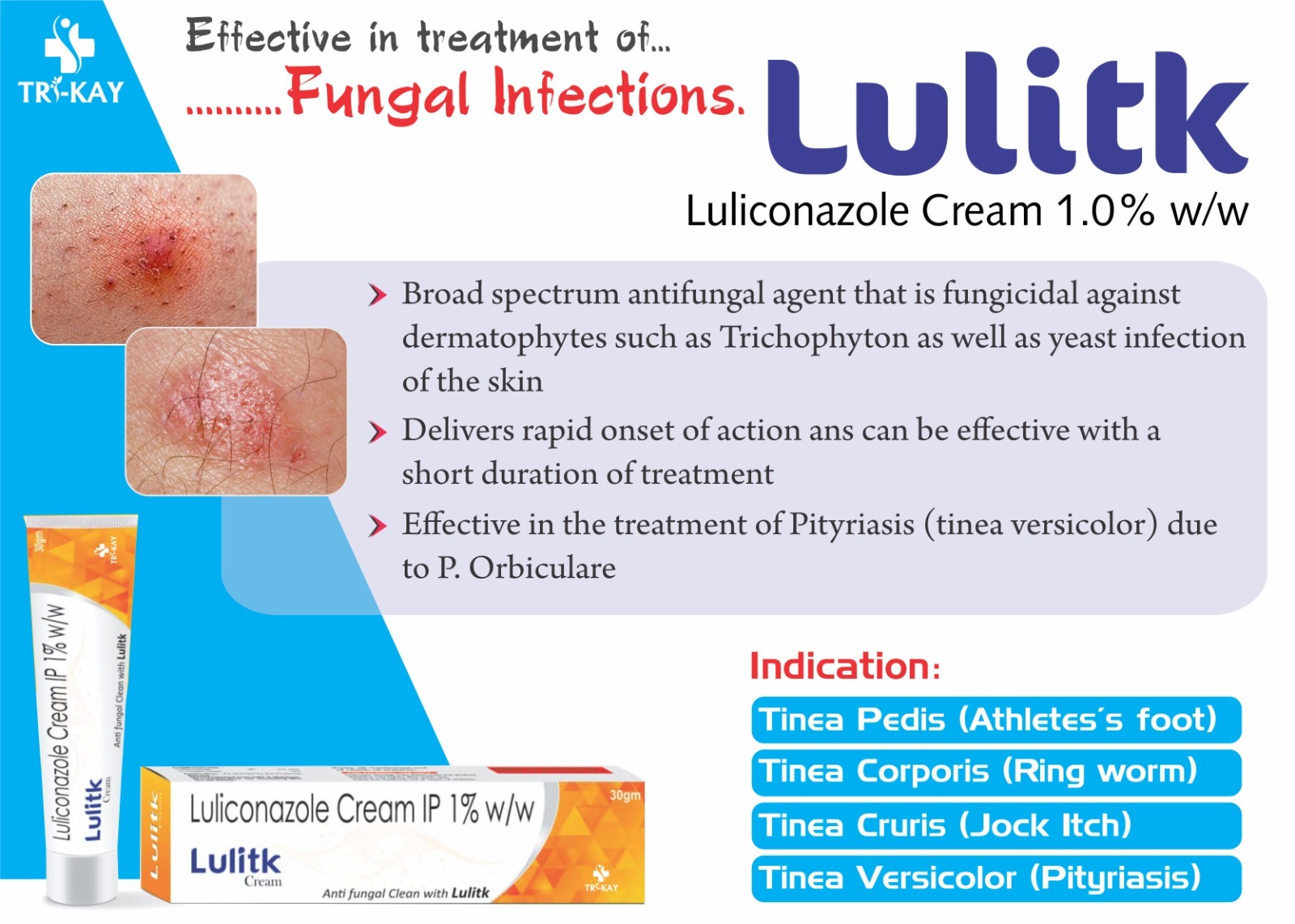30 Gm Luliconazole Cream Ip 1% W-w Application: Bacteria