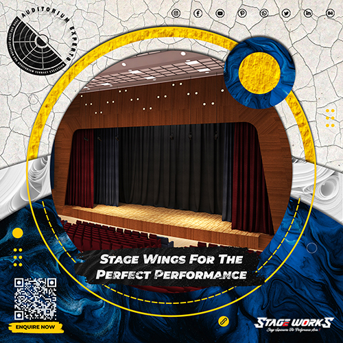 Auditorium Stage Wings & Frills - Customizable Cotton Blend , Elegant Red Plain Design