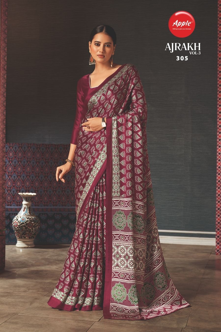 Ajrakh Modal Sarees