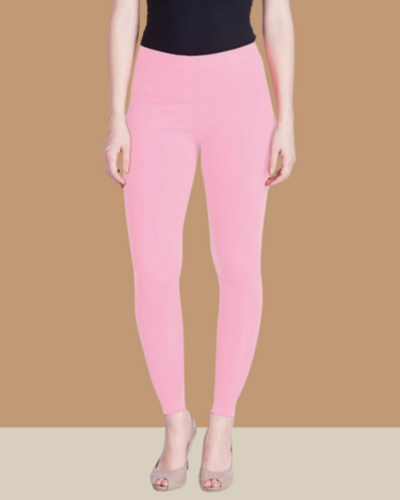 Light Pink Ankle Hosiery Leggings - 95% Cotton, 5% Lycra, Hip Size 34-48 In, Waist Size 26-40 In | Anti-wrinkle, Breathable, Quick Dry, Washable, All Season