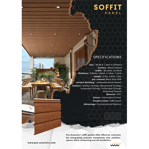 Acoustic Soffit Panels - Pvc Material, Custom Sizes Available | Multicolor Designs, Fire Proof And Water Proof Features