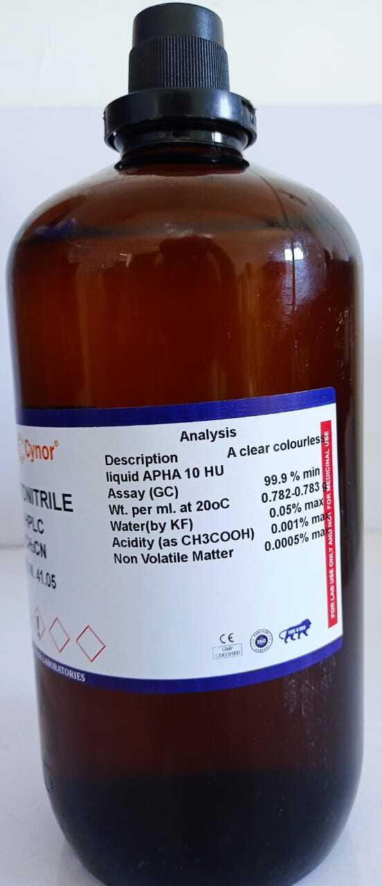 Acetonitrile For Hplc (2.5 Ltr) - 2.5 Liter Glass Bottle, Accurate Hplc Grade Lab Reagent, High Purity, Reliable Ch3cn, Molecular Weight 41.05 G/mol